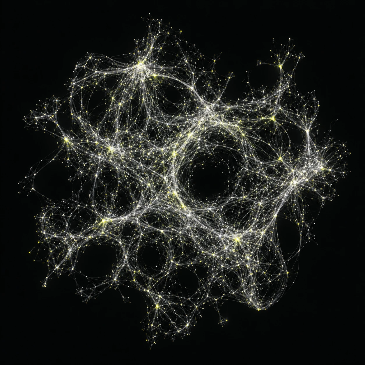 Conceptual filament web illustrating connections within a complex structure
